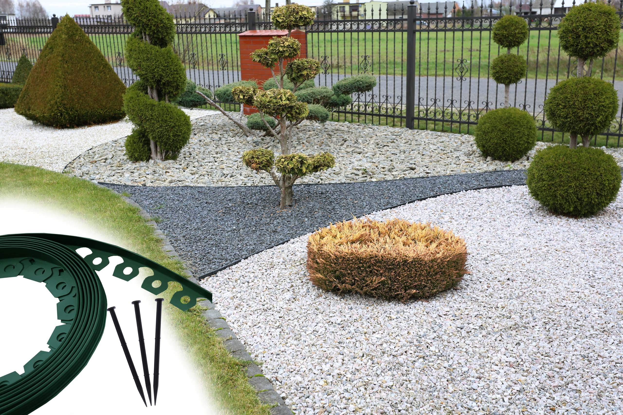 Bordo da Giardino in plastica, 4cm di Altezza - Verde 50 Metri + 150 Chiodi di Fissaggio