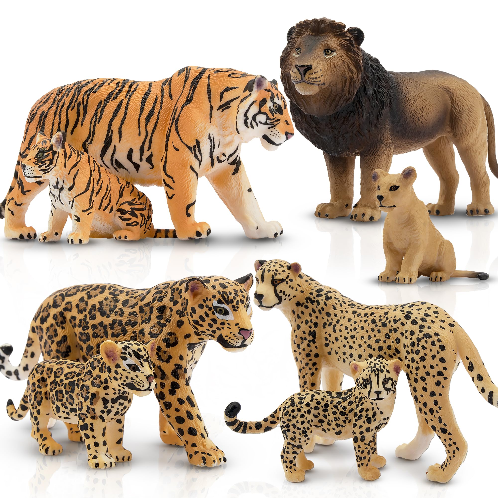 Toymany 8PCS Realistic Lion Tiger Cheetah Leopard Figurines Toy | Plastic Wild Jungle Ani…