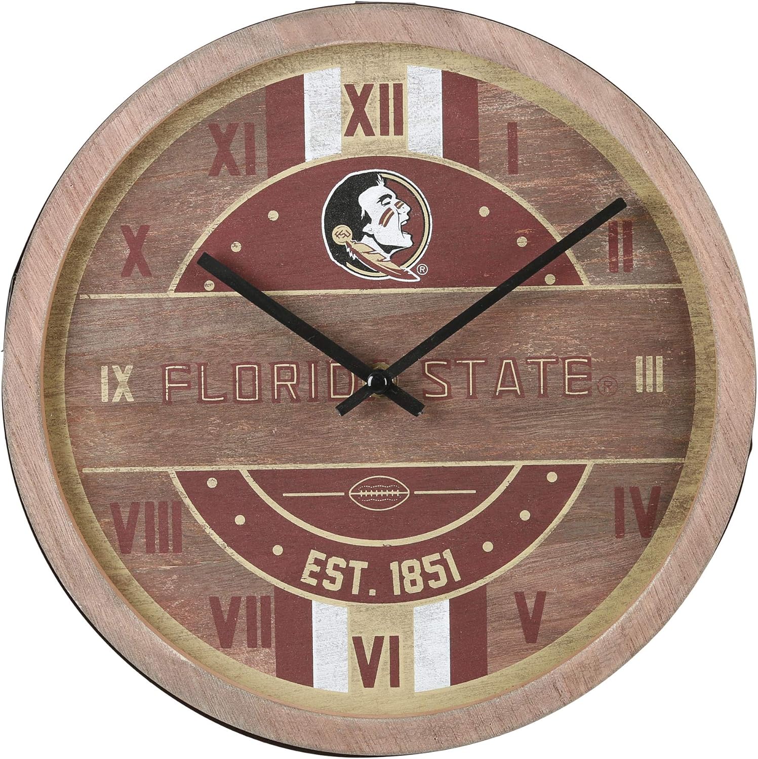 FOCO NCAA Wooden Barrel Wall Clock