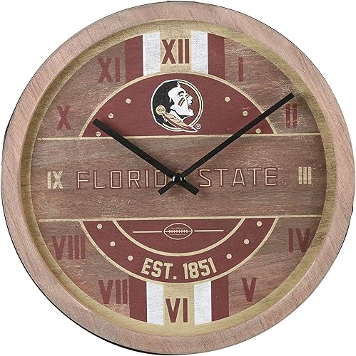 Miniatura 2 de FOCO NCAA Reloj de pared de barril de madera