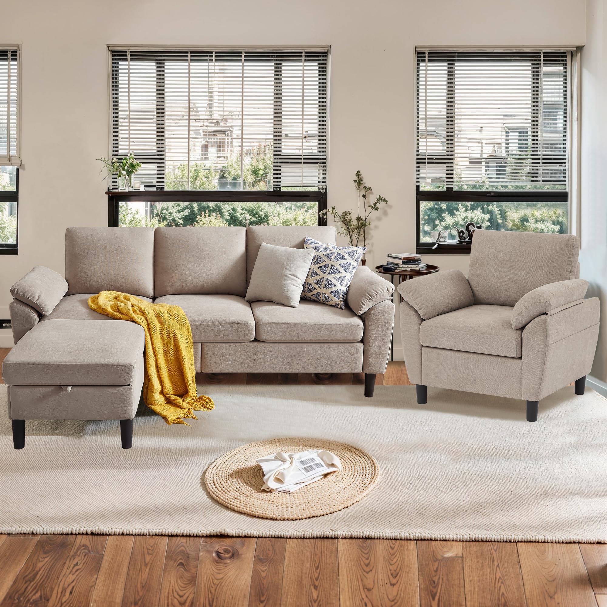 Amazon.com: Soscana Sectional Sofa Set, 2 Pieces 3 Seat L Shape 