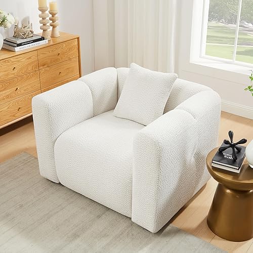 Miniatura 5 de VANOMi Los juegos de muebles de sala de estar incluyen sofá de 95 pulgadas y sillones de 42 pulgadas, sofá tapizado Boucle de gran tamaño con