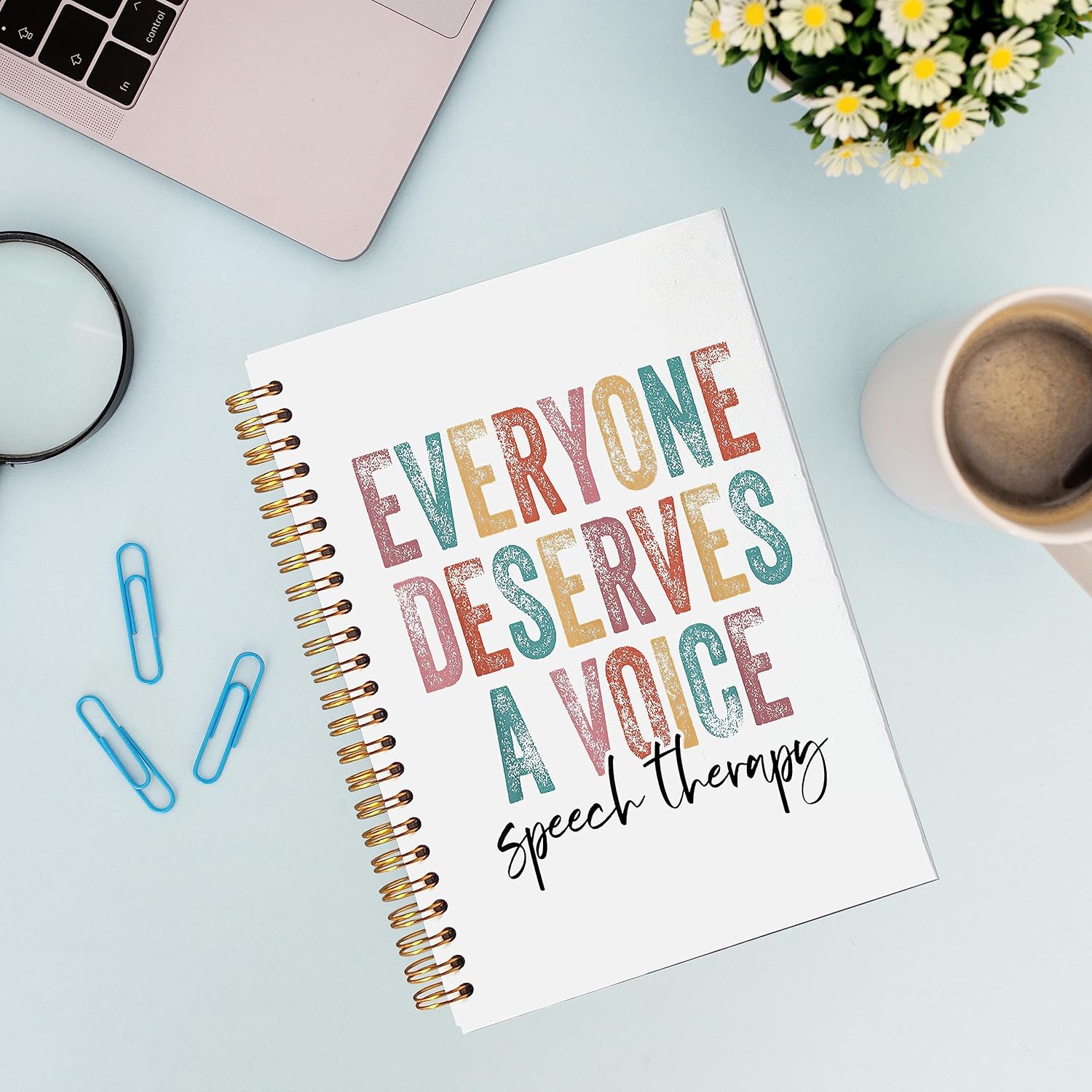 VNWEK Everyone Deserves a Voice Speech Therapy Spiral Notebook Journal 5.5 x 8.3 inches,Colorful Lined Hardcover Spiral Notebook,Speech Language Pathologist Gifts,Speech Therapy Gift SLP Gift - Image 2