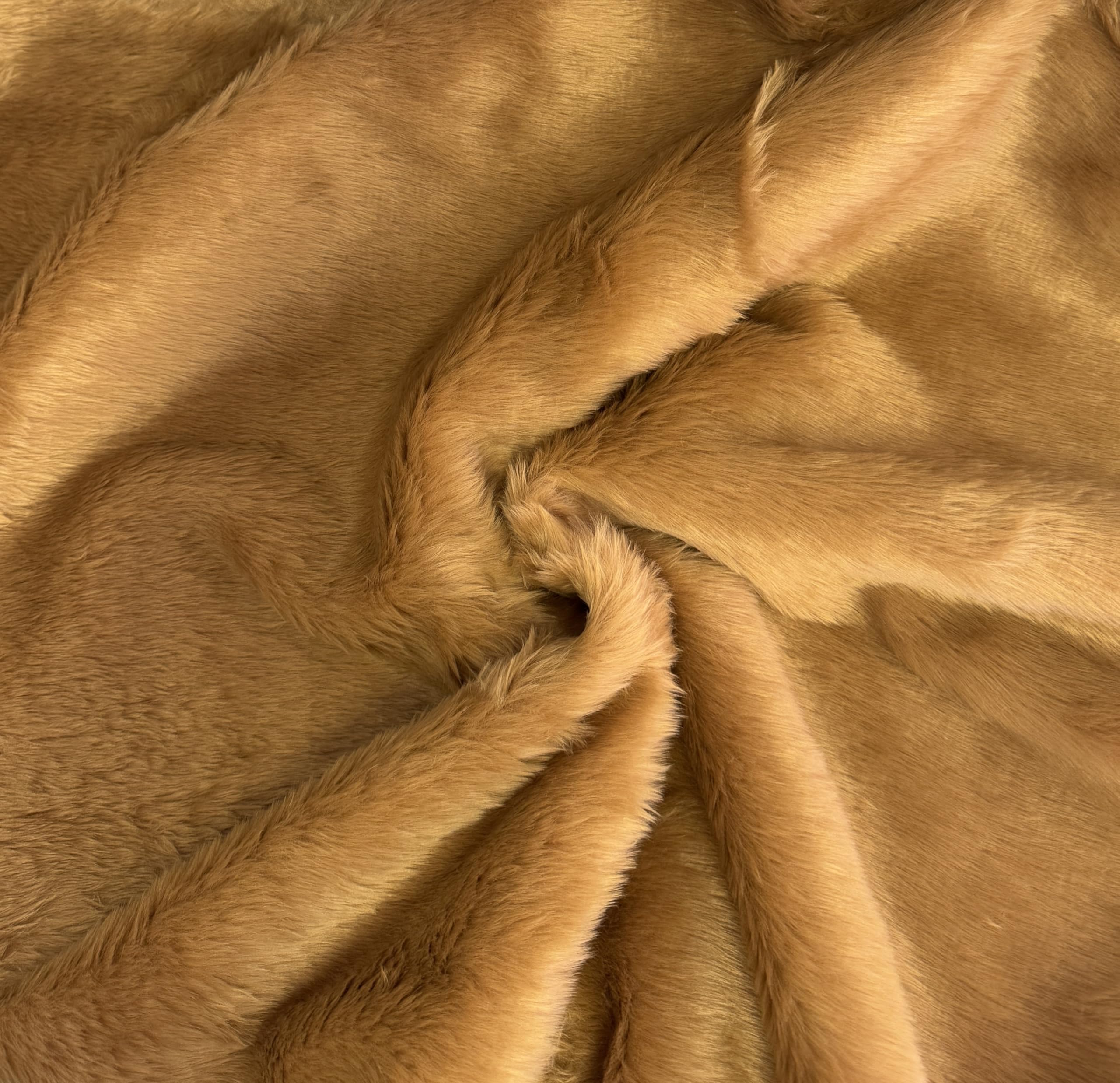 Plain Fun Faux Fur Fabric Material Antelope Brown, 1Mtr - 150cmx100cm