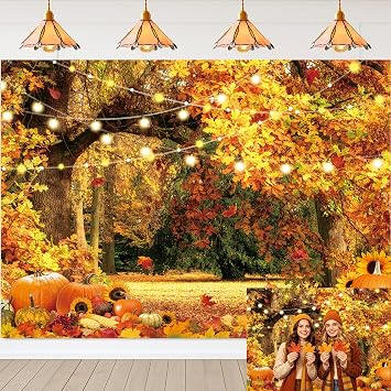 Autumn Forest Banner Backdrop 7x5FT Fall Pumpkin Photography Background
