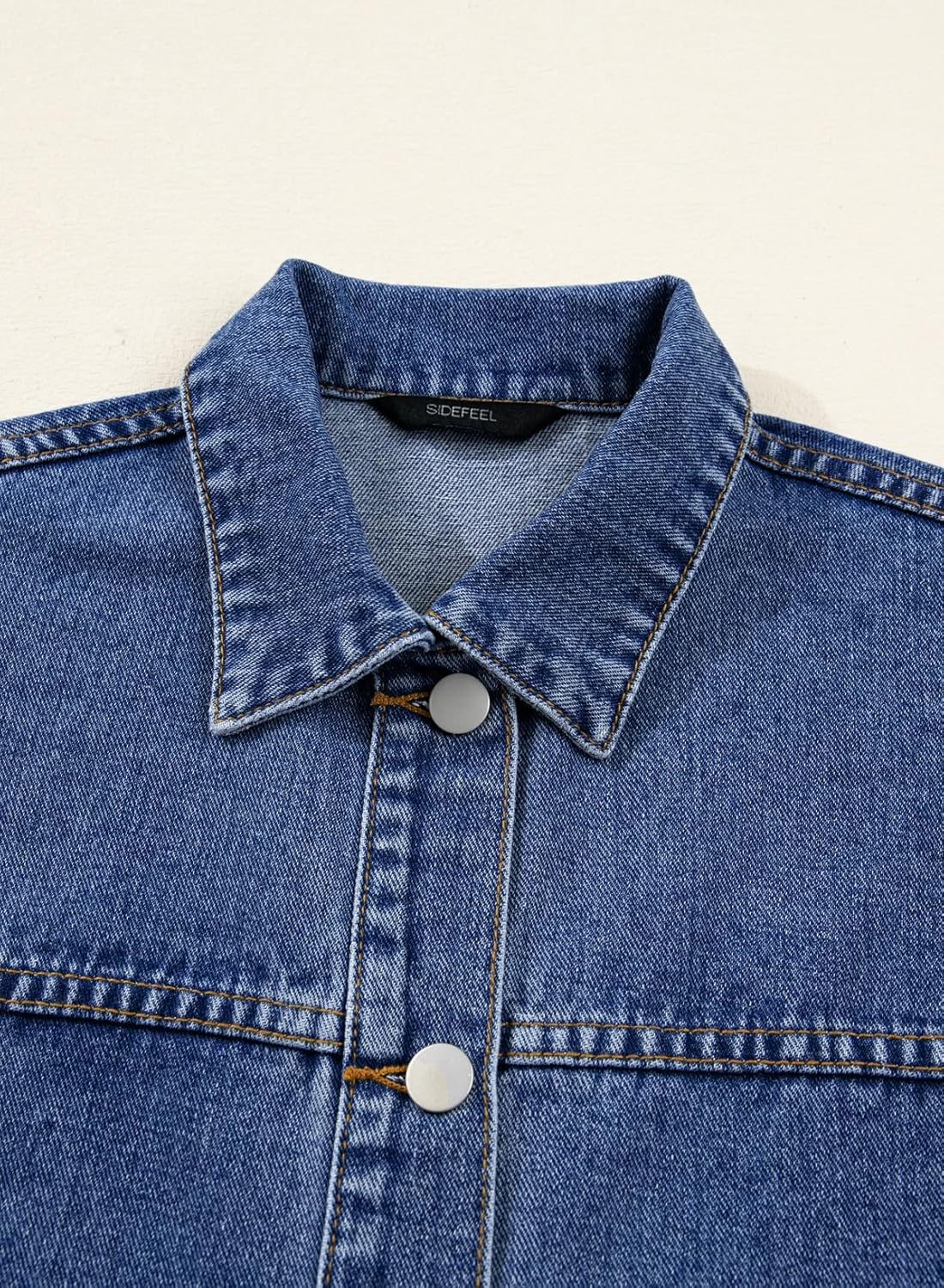 Sidefeel Women‘s Jean Jacket Casual Long Sleeve Button Down Oversized Boyfriend Trendy Denim Jacket Coat - Image 5