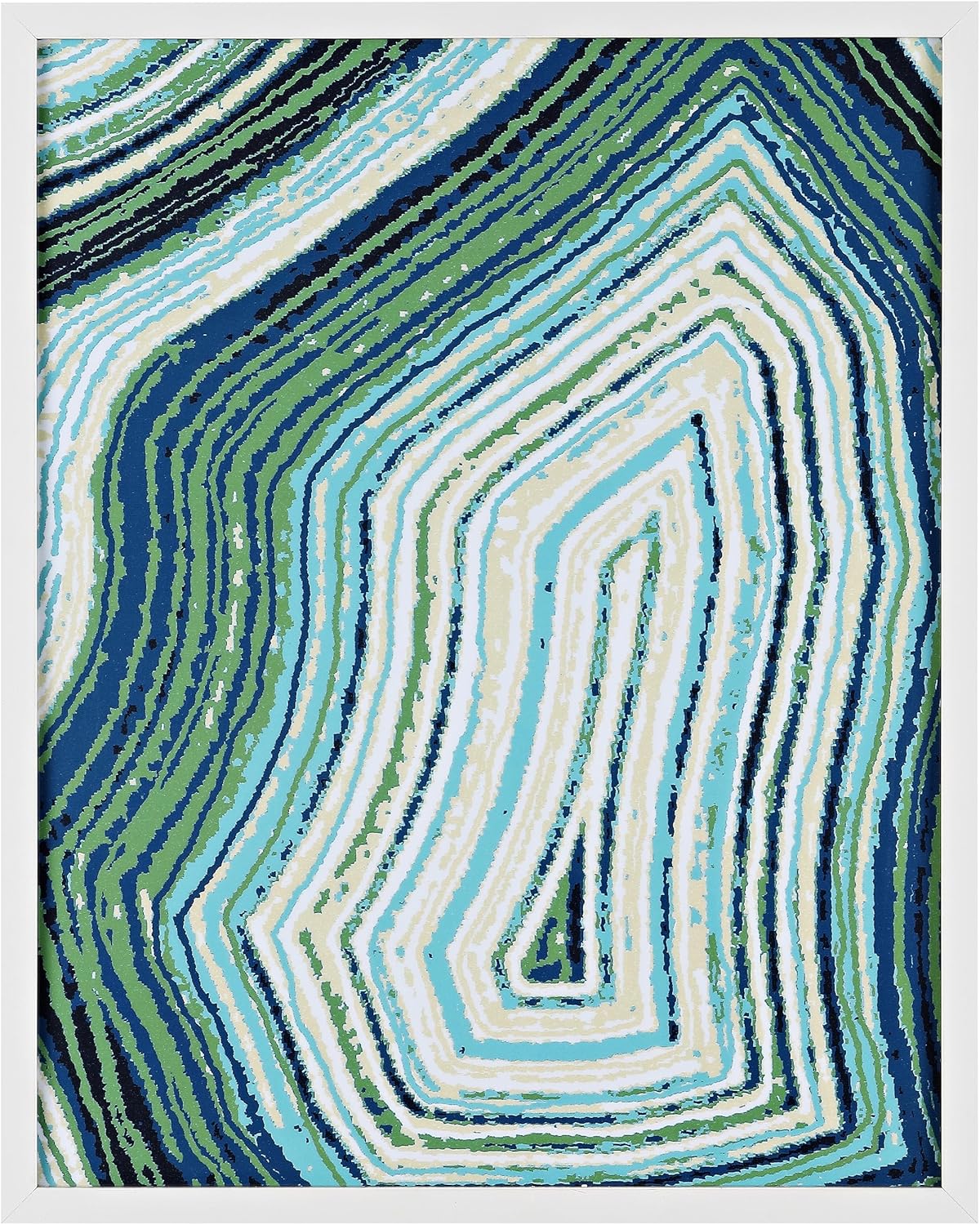 SAFAVIEH Home Collection Emerald Resonance Blue/Spring Green 16 x 20-inch Framed Wall Art for Bedroom, Living Room, Foyer, Dining Area, Entryway