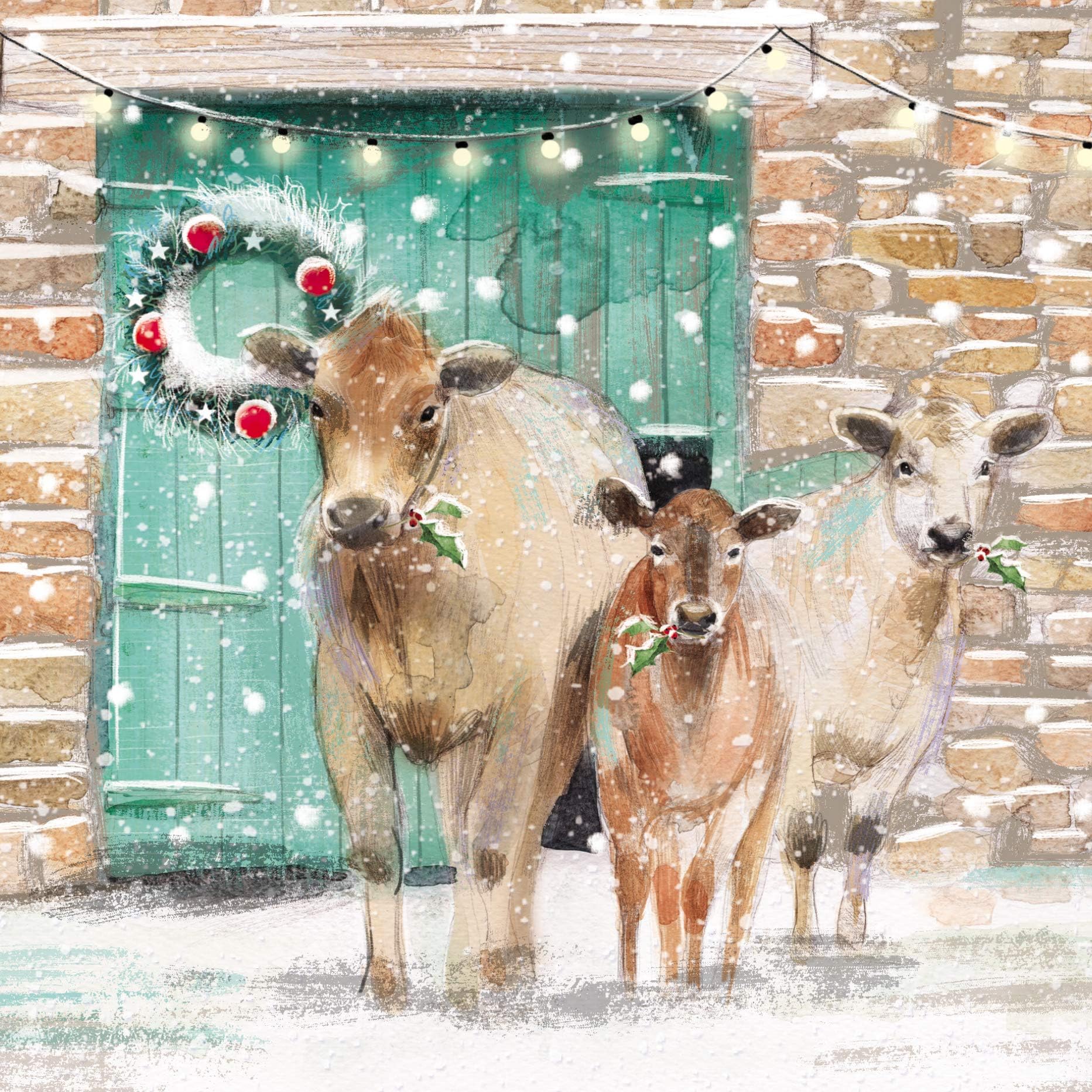 Pack of 8 Charity Christmas Cards (ALM-ALCX0479) - Christmas Cattle - Stunning Artistic Christmas Cards From Sold in Aid of The Alzheimer's Society