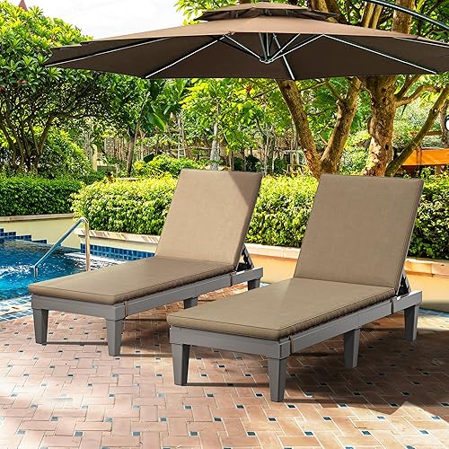 Vista 28 de YITAHOME Tumbonas para exteriores con respaldo ajustable, tumbonas multifuncionales para patio, fáciles de montar y ligeras, tumbonas impermeables