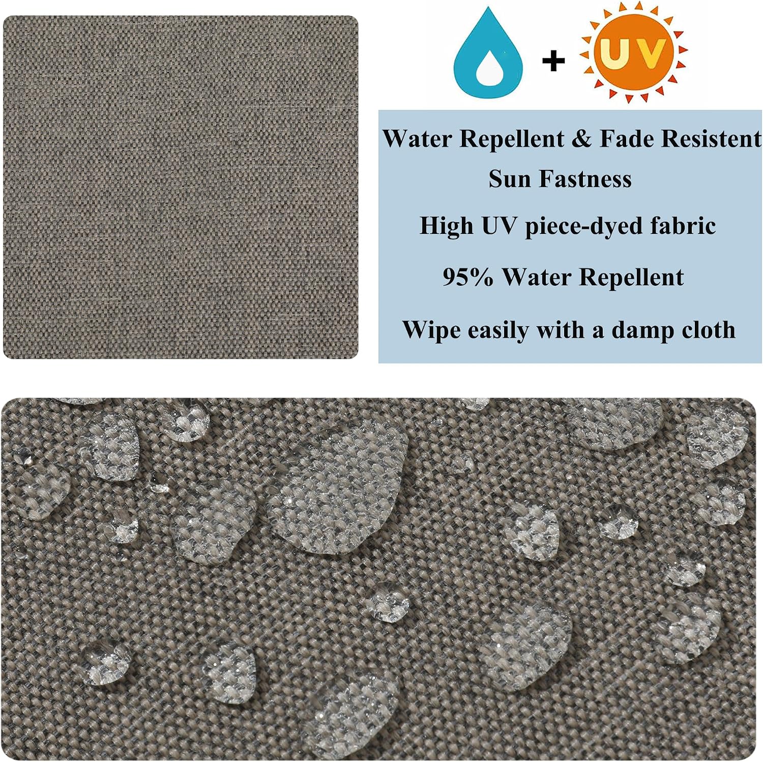 FUNHOME 15"x15"x4" Bistro Chair Cushion Set of 2, Water Repellent Round Outdoor Chair Cushions with Ties, Patio Tufted Chair Pads for Home Garden (Beige Coffee)