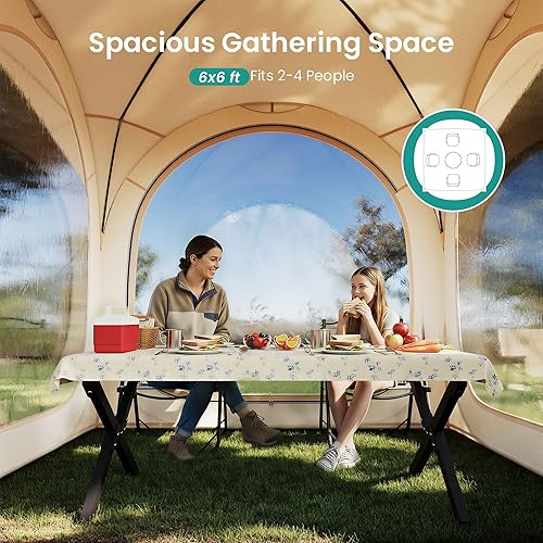 Miniatura 3 de Tienda de campaña para kiosco de 6 x 6 pies, a prueba de mosquitos y toldo para el sol, resistente al agua, refugio al aire libre para patio,