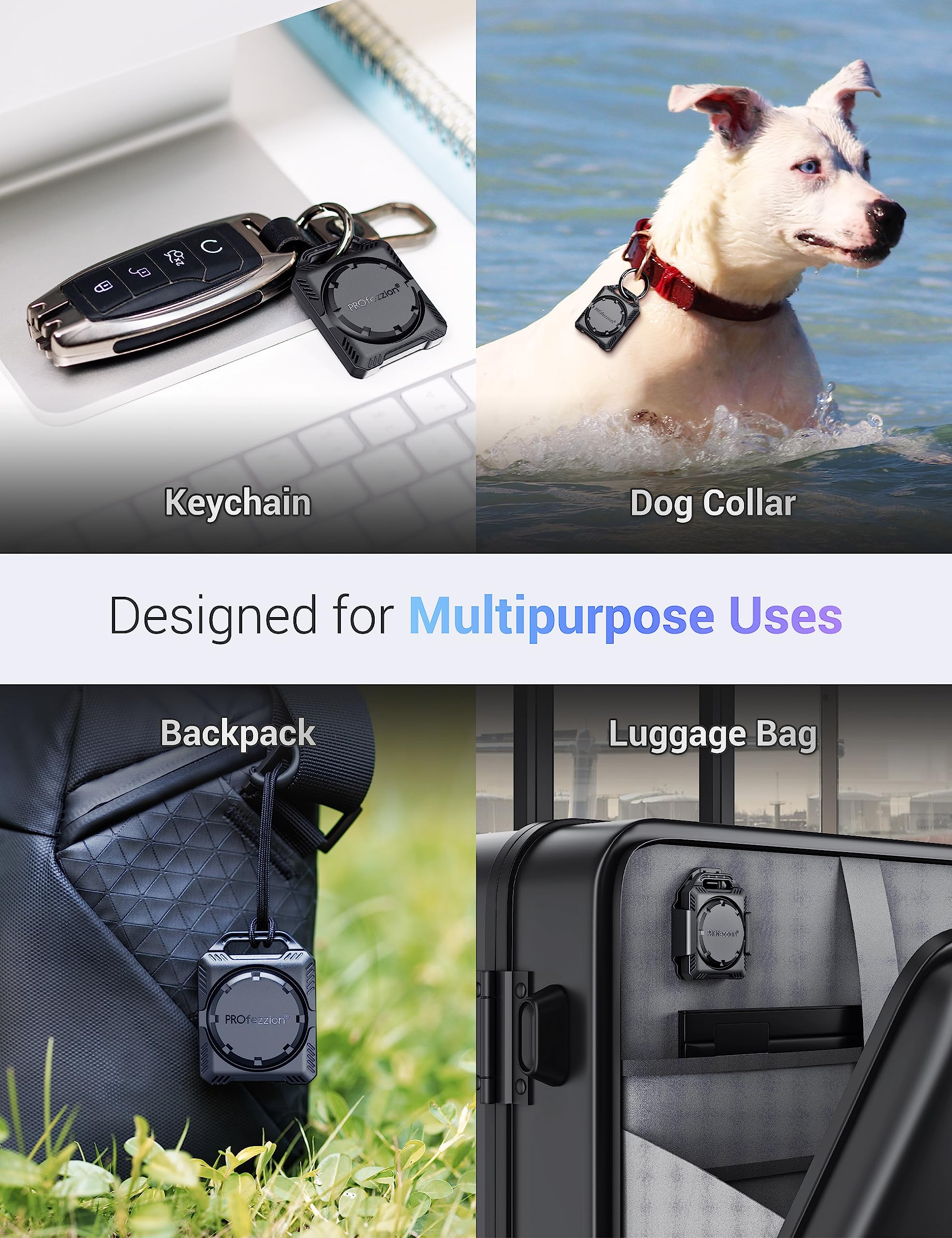 Confezione da 2 supporti per Airtag, IP68 impermeabile, Apple Air Tag portachiavi, protezione completa a 360°, Air Tag. Supporto con portachiavi per dispositivi GPS Apple Airtag. (confezione da 2