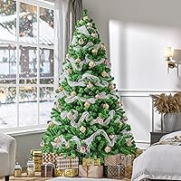 Vista 17 de Yaheetech Árbol de Navidad artificial preiluminado de 4.5 pies con luces blancas cálidas incandescentes, árbol de Navidad preiluminado completo