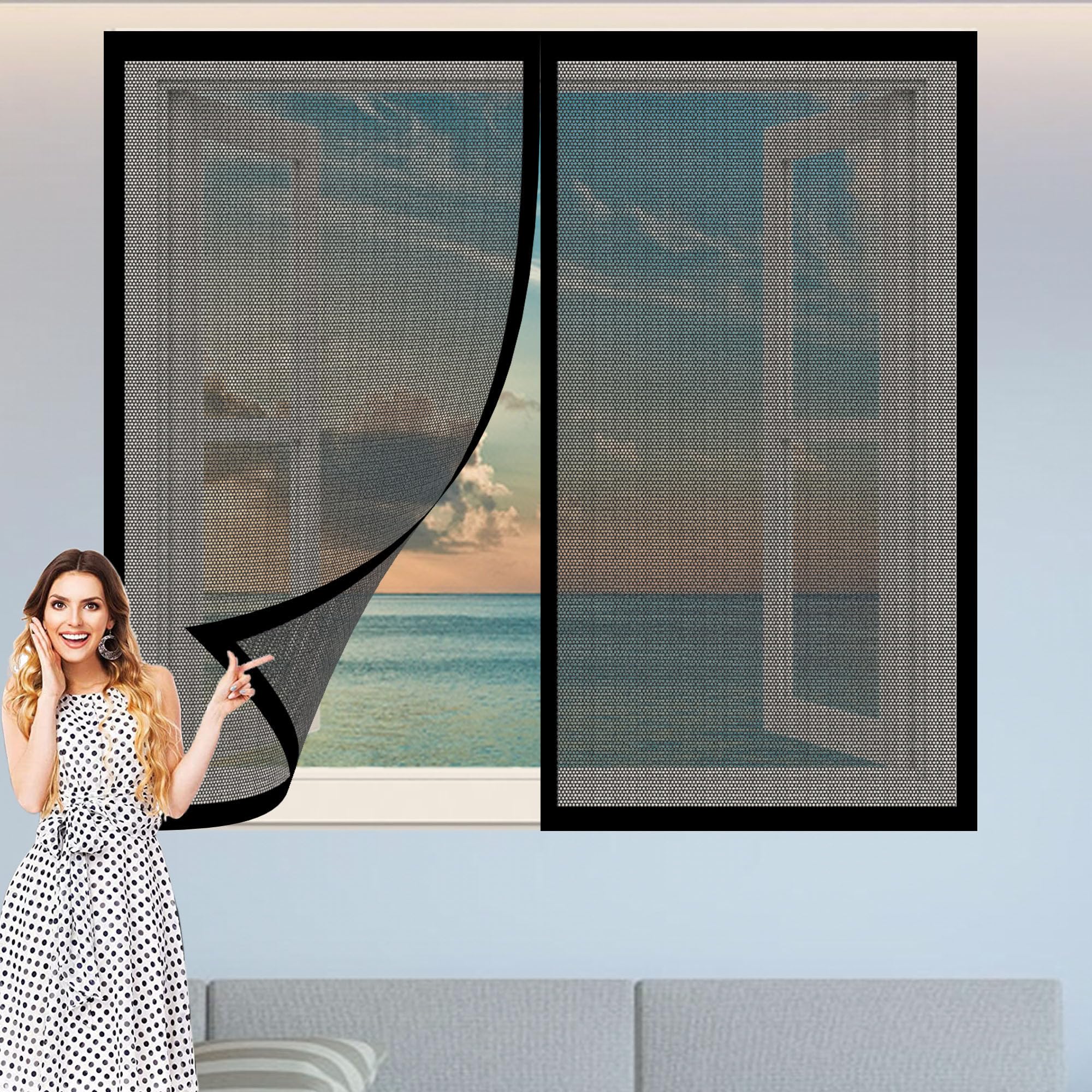 Taolitao Black Magnetic Fly Screen Window 170 X 100 Cm Prevents Insects Flies Mosquitoes From Entering The Room Window Nets Insects Custom Size For Windows Doors And Patio Screens,