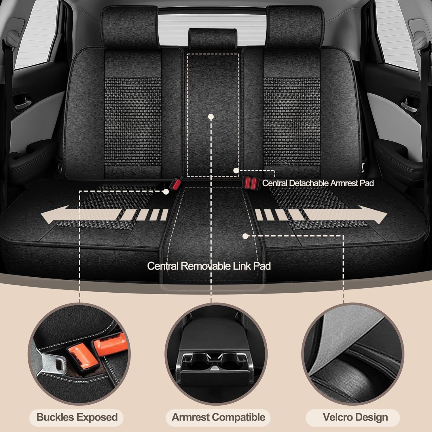 TTX LIGHTING for Mazda CX-5 2013-2026 Car Seat Covers, Breathable Ice Silk & Leather Seat Protector, Cool & Anti-Sweat for Long Driving, Airbag Compatible, 5 Seats Full Set (Black)
