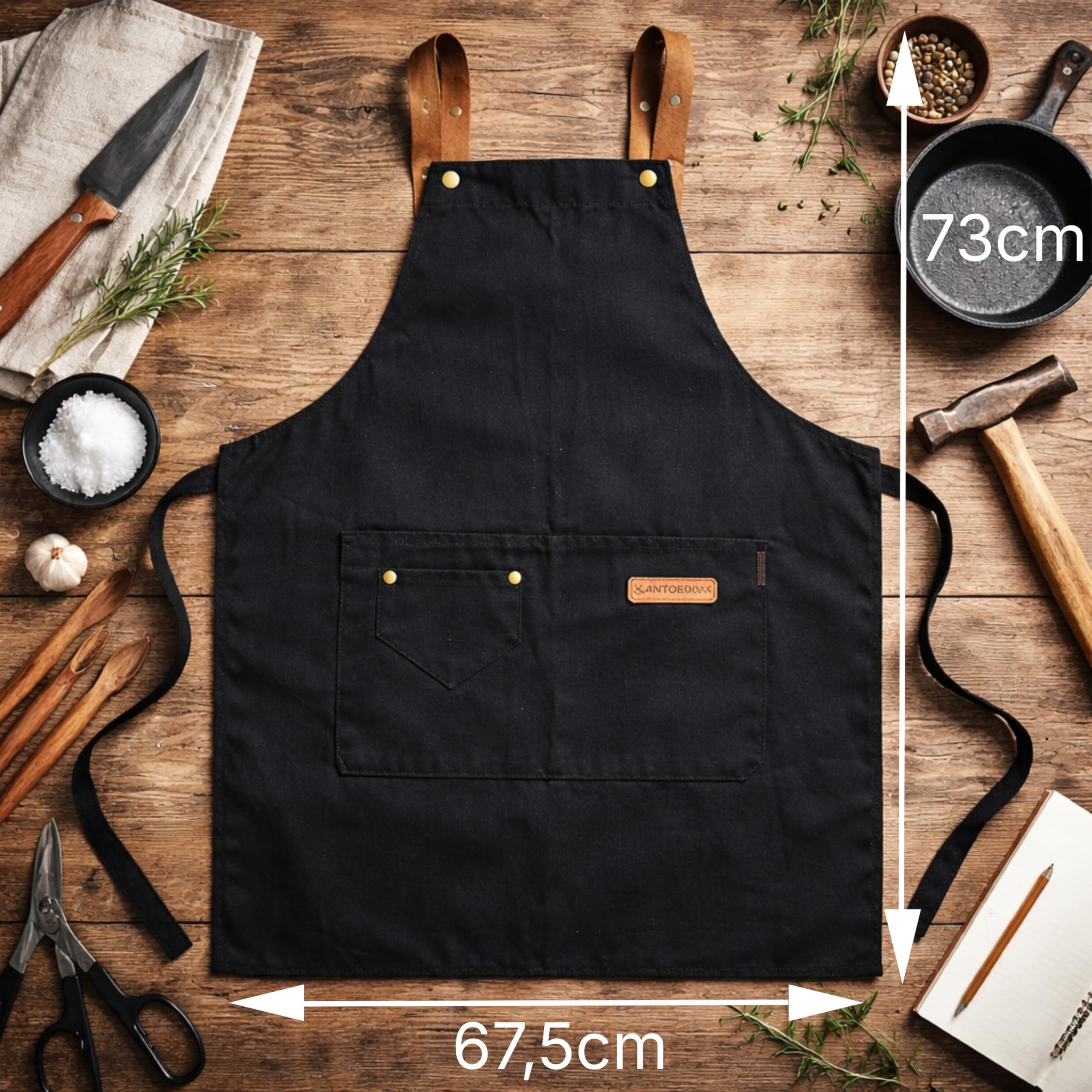 Delantal Cocina Mujer - Delantal Cocina Hombre - Mandiles De Cocina - Delantal Impermeable y Ajustable - Ideal Como Mandil Camarero Peluqueria Barbacoa o Jardinería – Para uso profesional y domestico — view 6