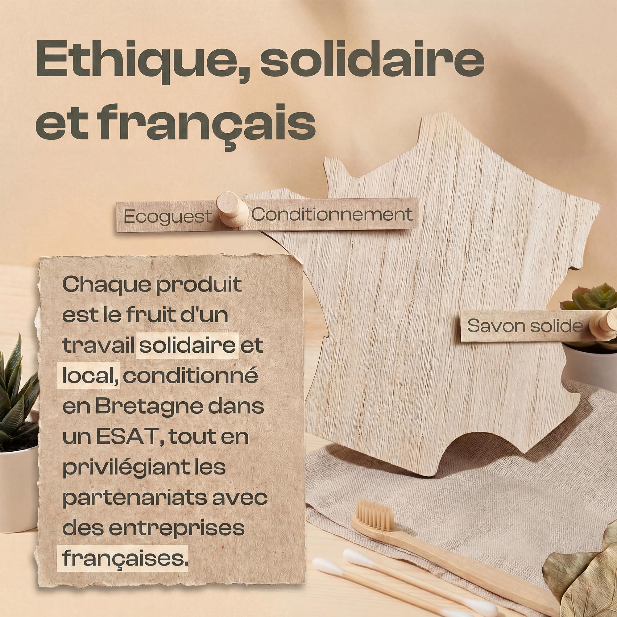 Airbnb Set mit 20 Stück – Badezimmer Hotel 5 in 1 – Zahnbürste Bambus, handgefertigte Seife, Zahnpasta – umweltfreundliche Produkte hergestellt in Frankreich EcoGuest
