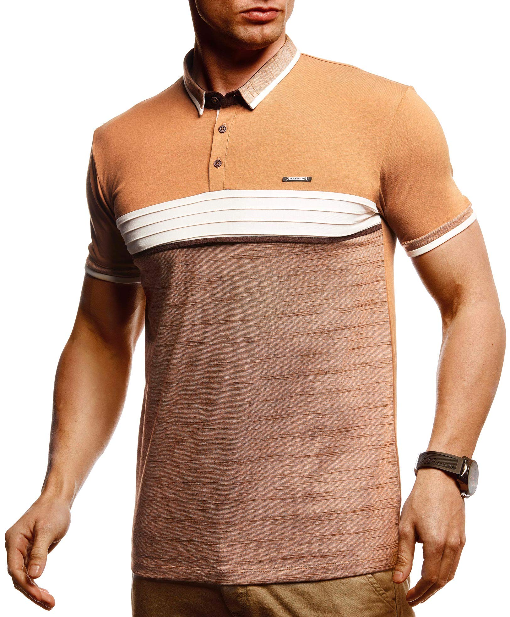 Leif Nelson LN55170 Men's Summer T-Shirt Polo Shirt Slim Fit Cool White Black Basic Men's Polo Shirts Boys Short Sleeve Shirt Top