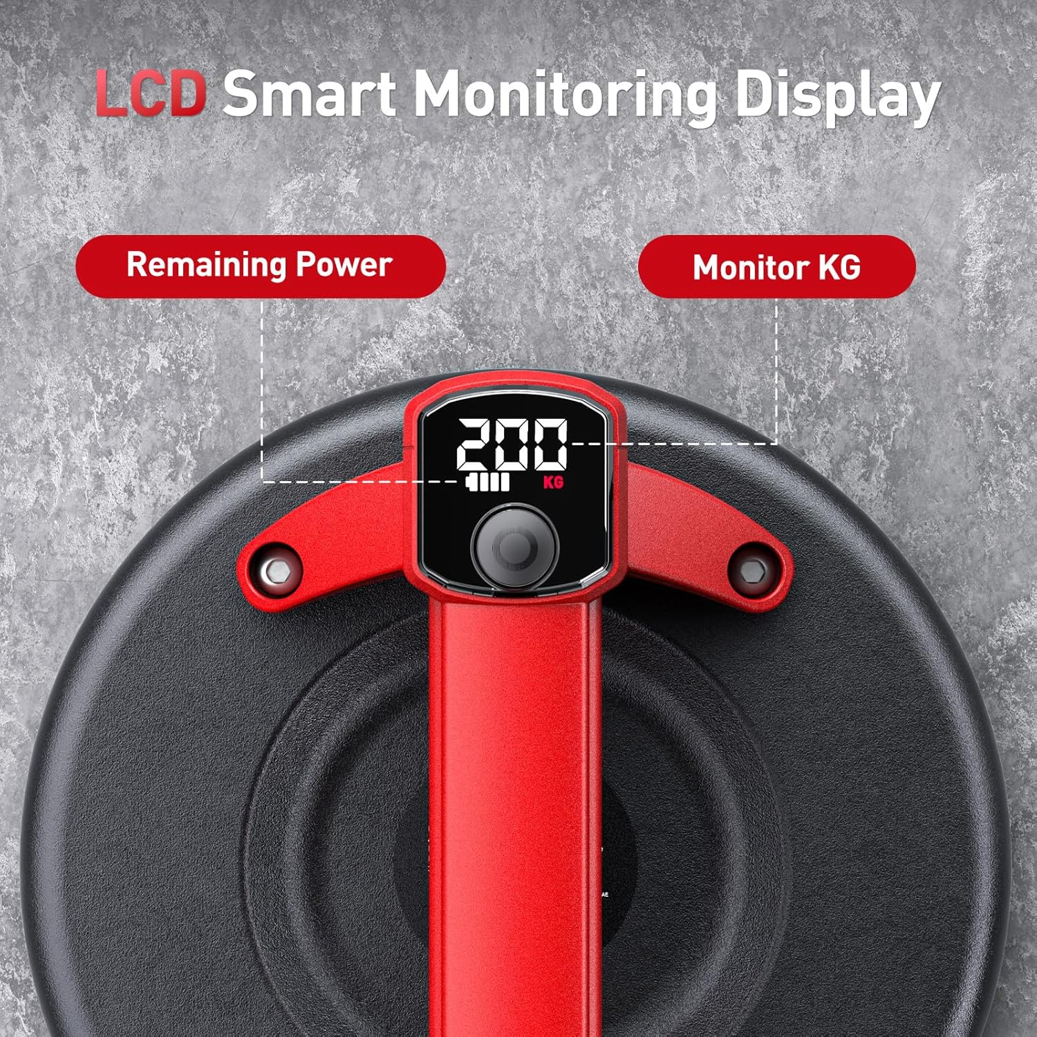 Electric Suction Cups for Glass, 8" Heavy Duty Vacuum Suction Cup with 4 x 2000mAh Batteries, LCD Display, 440 LBS/200 KG Max. Load, Cordless Vacuum Lifter for Moving Tile Windows, Stone