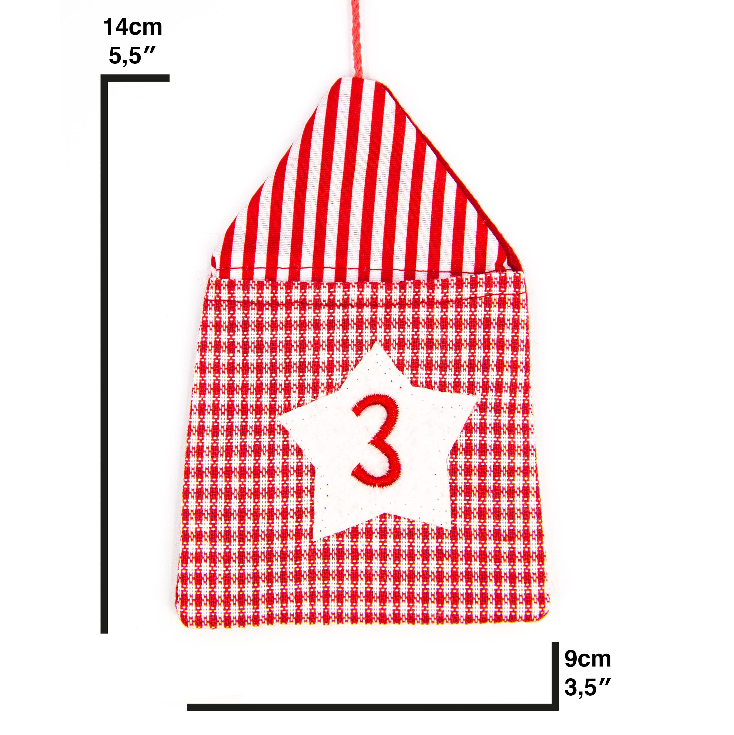 Calendario de Adviento Regalos Personalizable Rojo para Rellenar, Calendario para Colgar en Forma de Caseta