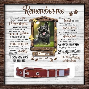 Dog Collar Memorial Frame Personalized Pet Loss Picture Frame with Collar Holder Sympathy Gift for Dog Lovers in Memory of Dog Keepsake Display