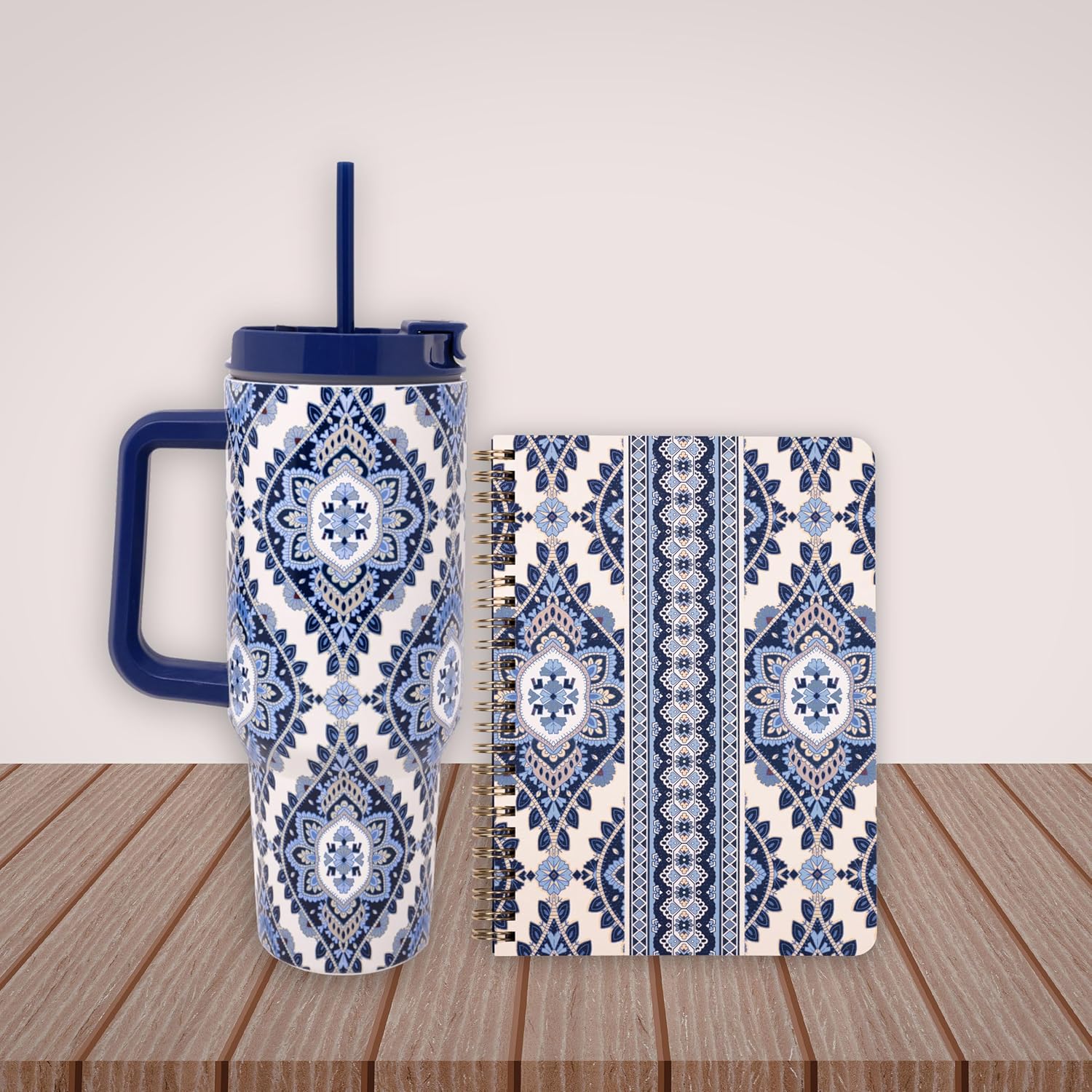 Vera Bradley Mini Spiral Notebook, College Ruled Paper, 8.25" x 6.25" with Pocket and 160 Lined Pages (Cambridge Blues) image 5