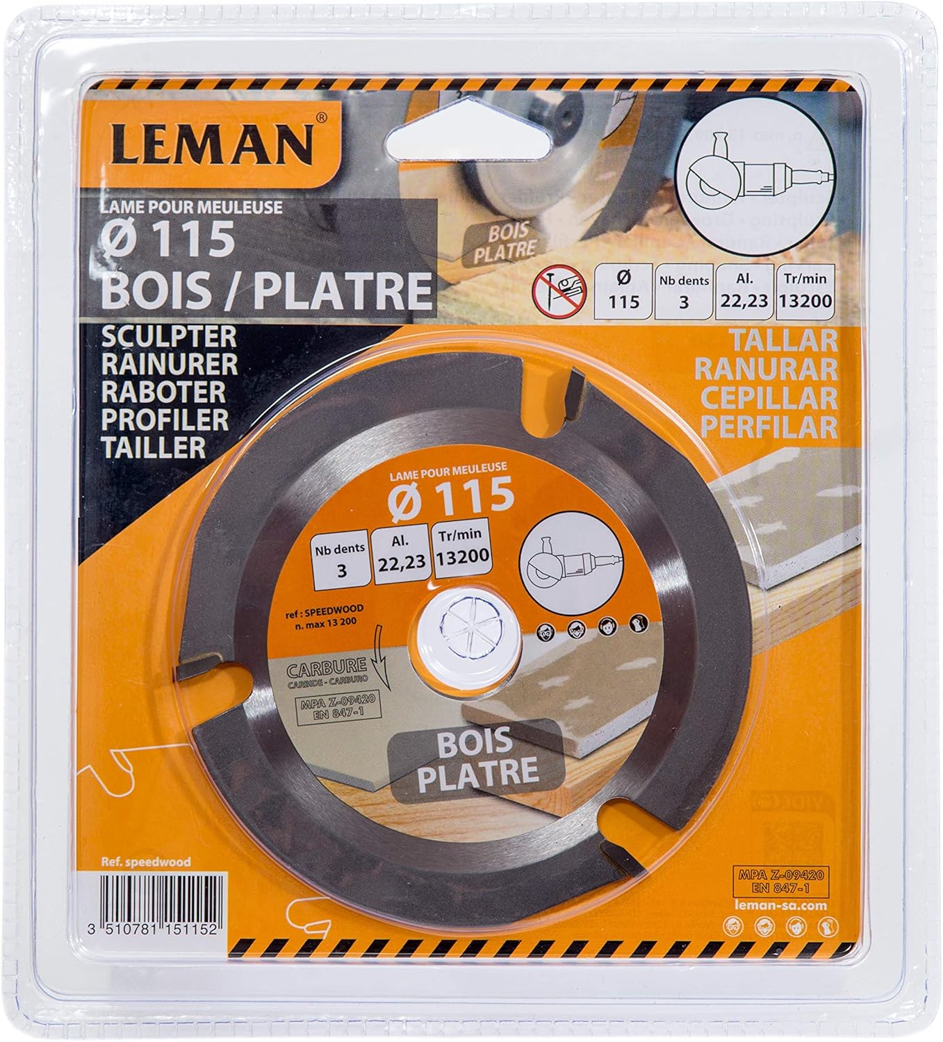 Karbid Blade Leman SPEEDWOOD for Angle Grinder Diameter 115 x 22.23 mm