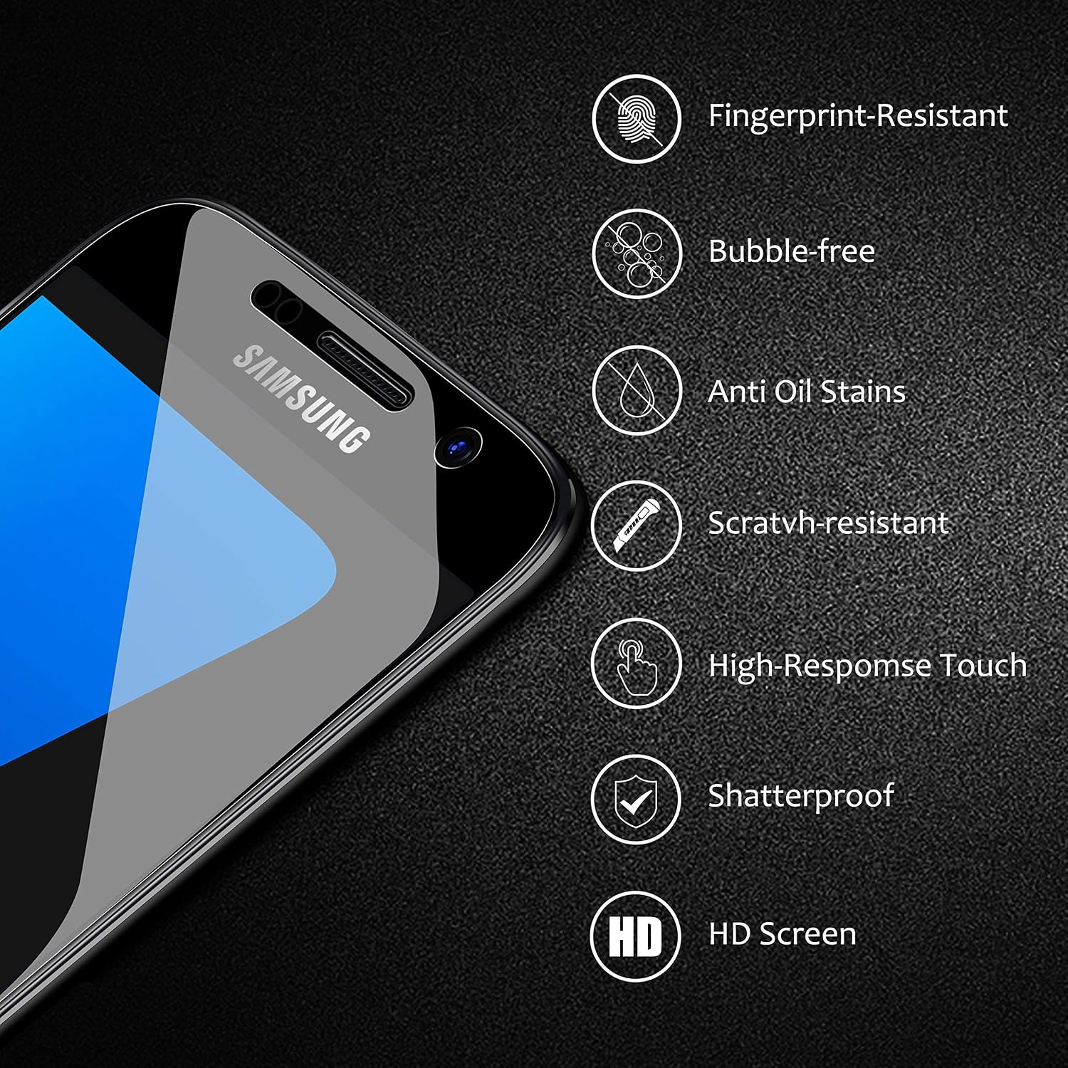 UniqueMe [2 Pack] Screen Protector for Samsung Galaxy S7 Tempered Glass,[Alignment Frame] Easy Installation HD-Clear Anti-Scratch