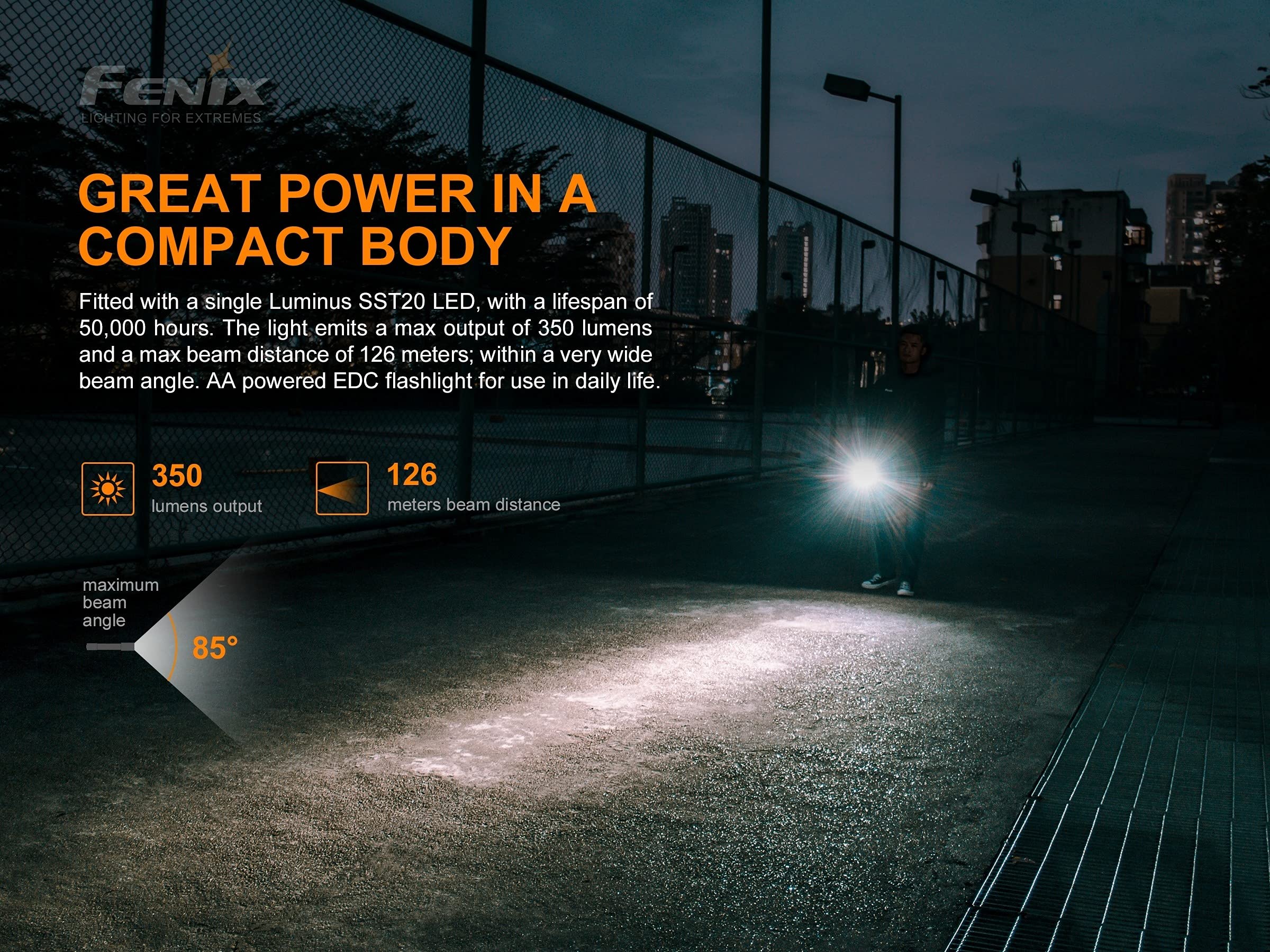fenix Latarka zasilana E20 V2.0 AA, czarna