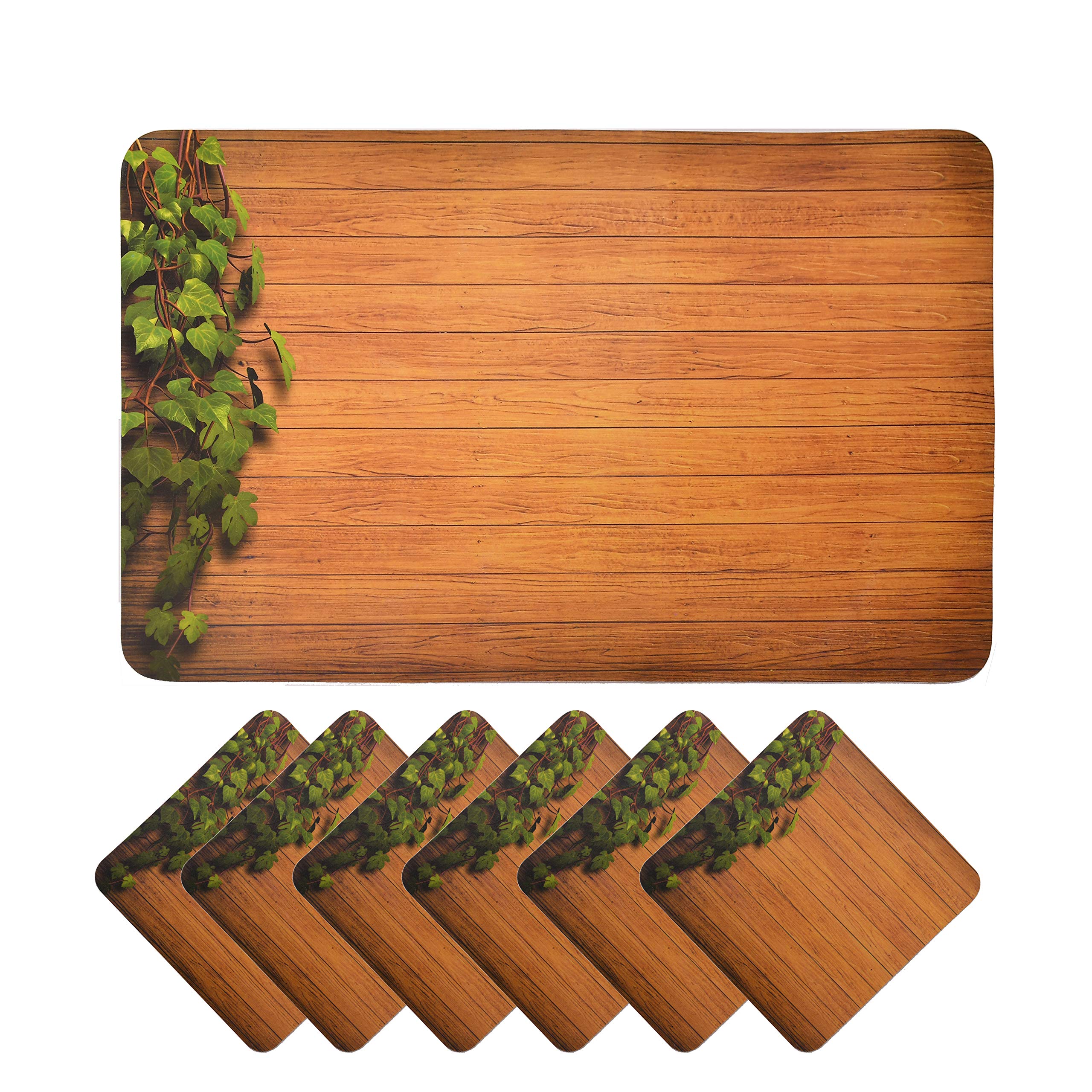 Yellow Weaves Wooden Style Placemats - 4 Piece Set -9