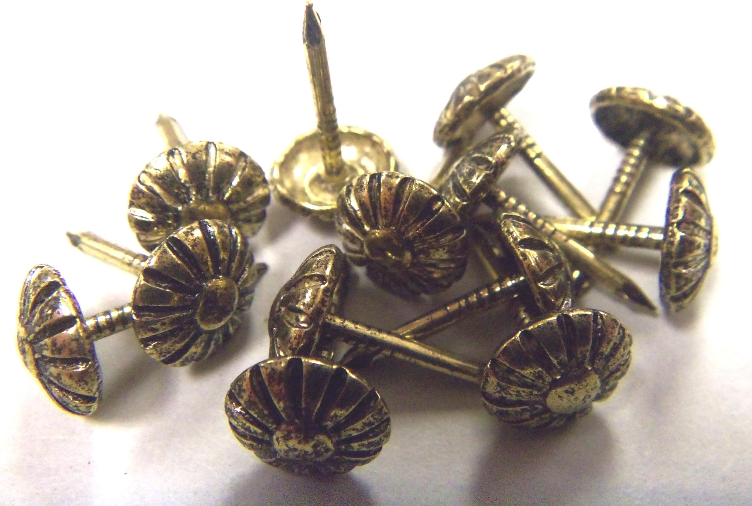 Petite 3/8" Head Rosette Floral Decorative Tack Nail Upholstery Stud - 1,000pcs - Antique Gold