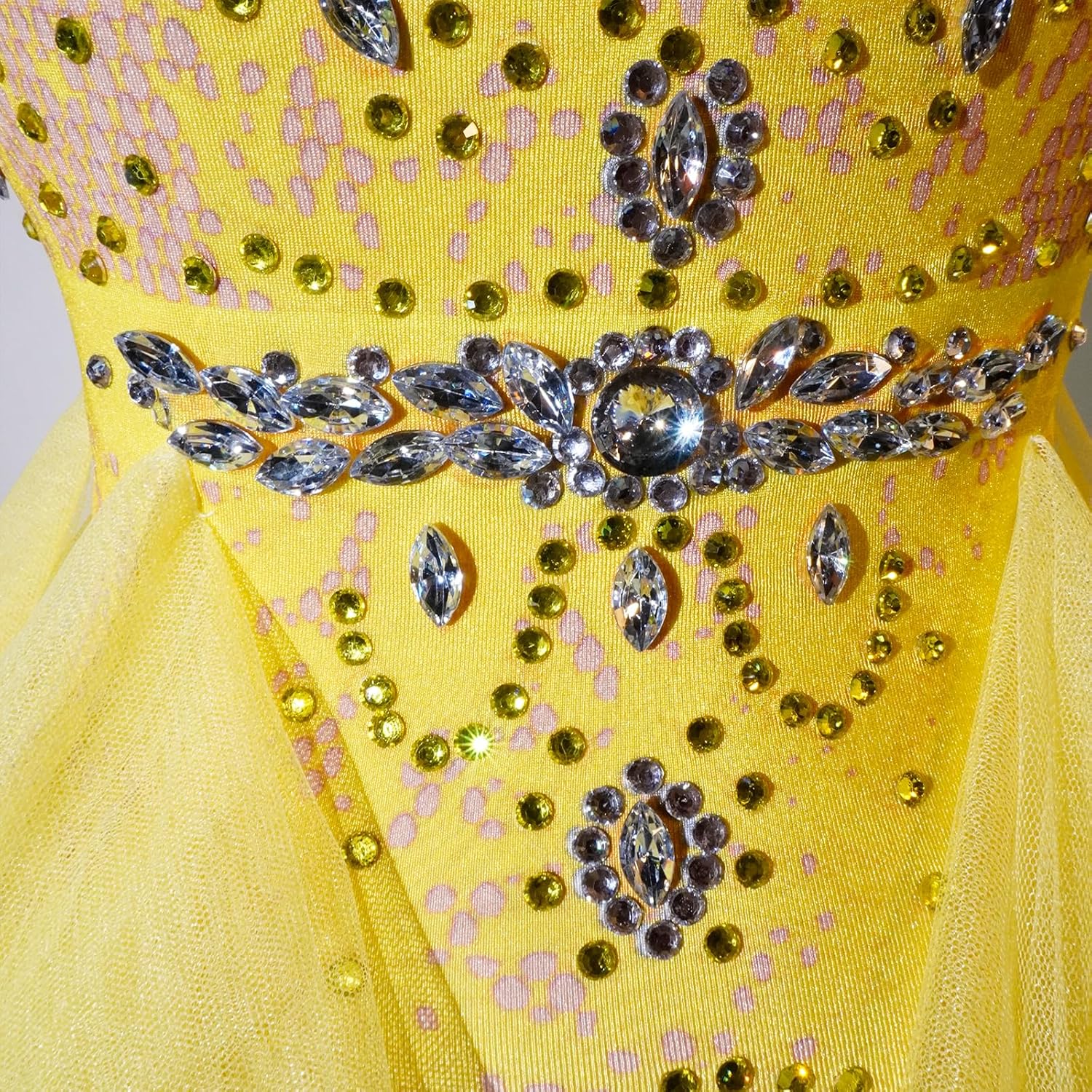 Fashion Rhinestone Bodysuit Ruffle Women Big Stretch Nightclub Prom Bar Costume Stage Singer Show Dance Leotard