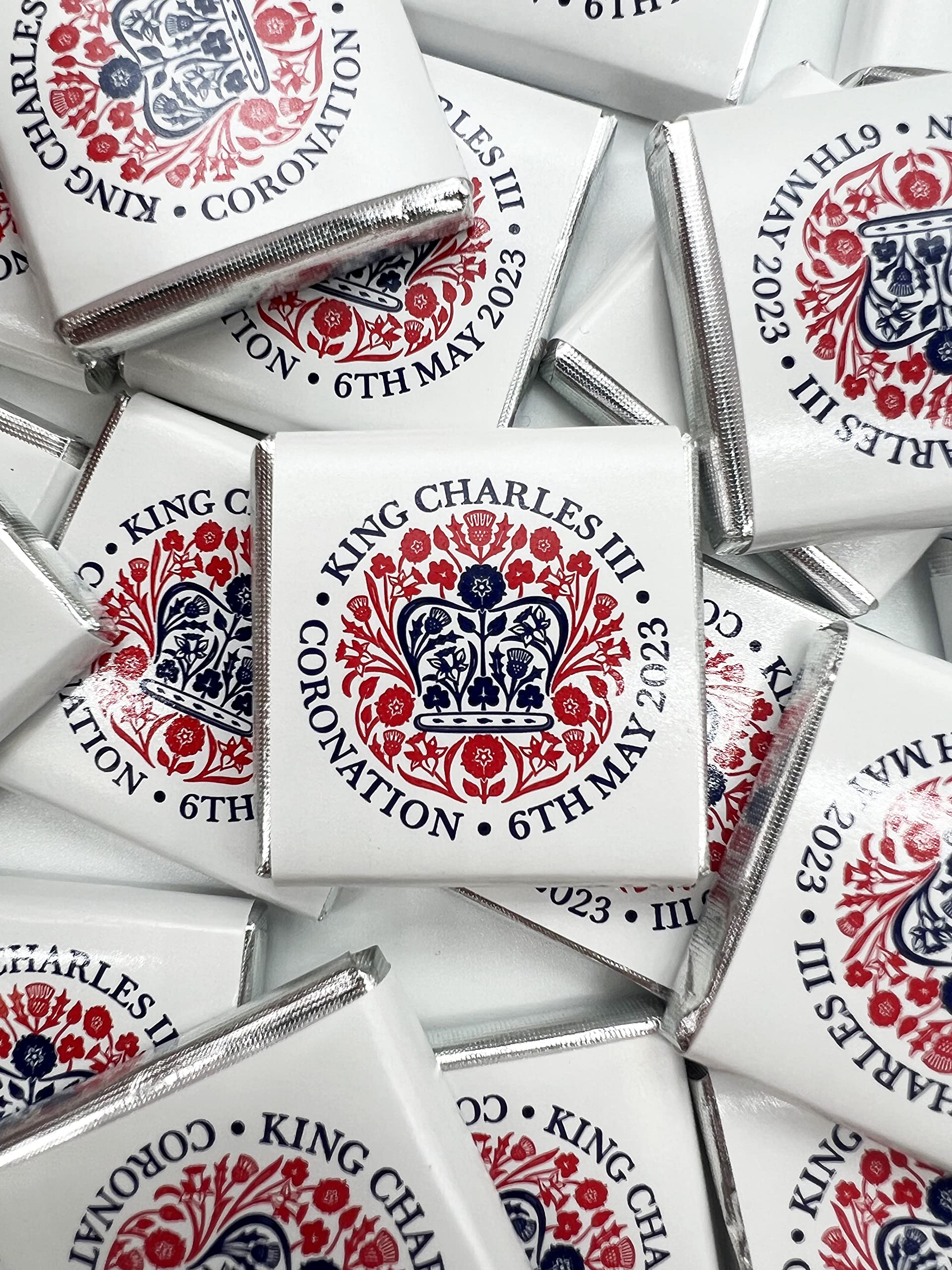 King Charles Coronation Individually Wrapped Milk Chocolate Neapolitans - Perfect For A King's Coronation Party (100 Chocolates)