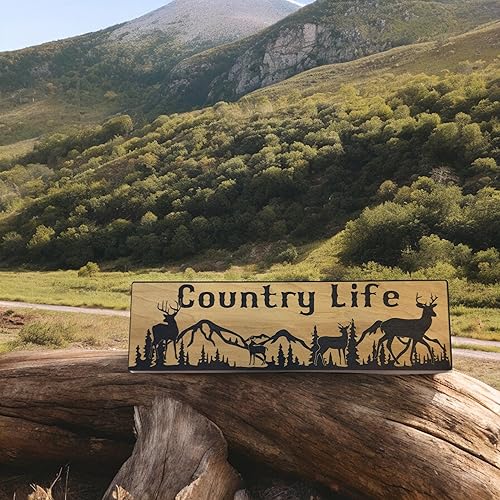 Miniatura 6 de Letrero - NEGRO - Vida en el campo Deer Mountain Scene - 4x12