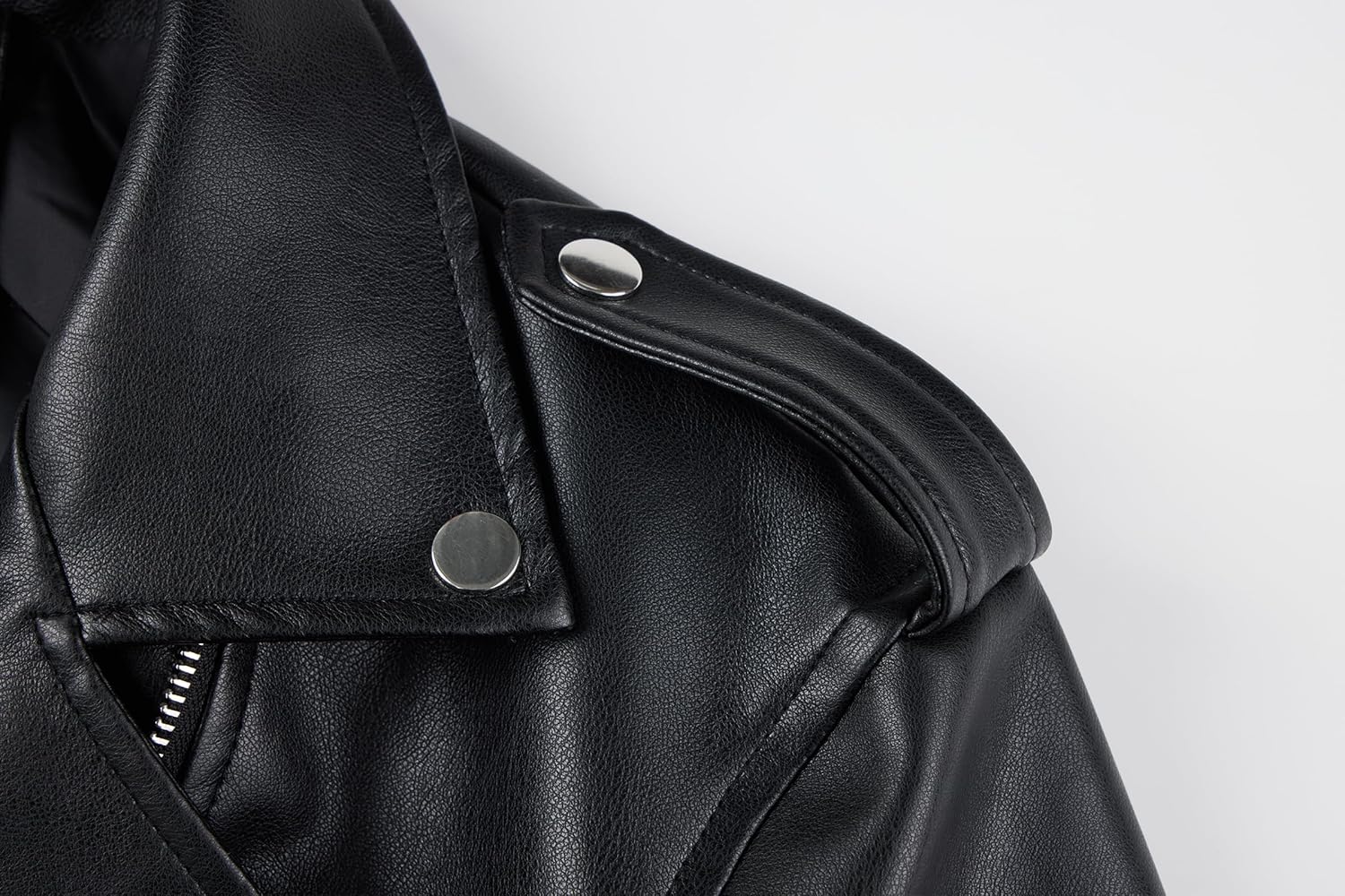 Bellivera Women's faux leather Motorcycle Jacket Zip up stand with Pockets - Image 6