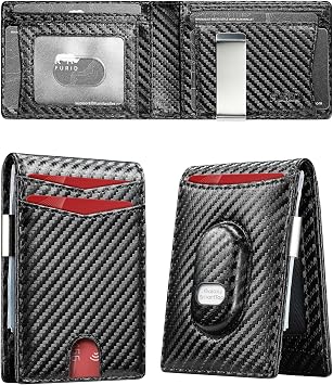 furid Mens Wallet for Samsung Galaxy SmartTag2 Slim Minimalist Wallet Compatible with Samsung Tracker Tag - RFID Blocking Bifold Leather Wallet with Money Clip