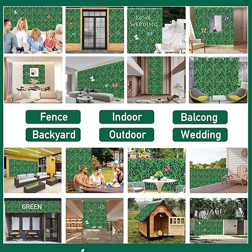 Miniatura 5 de SunnySmil - 12 paneles de pared de césped artificial de 10 x 10 pulgadas, paneles de pared de seto de boj, con cinta de doble cara, facilitan la