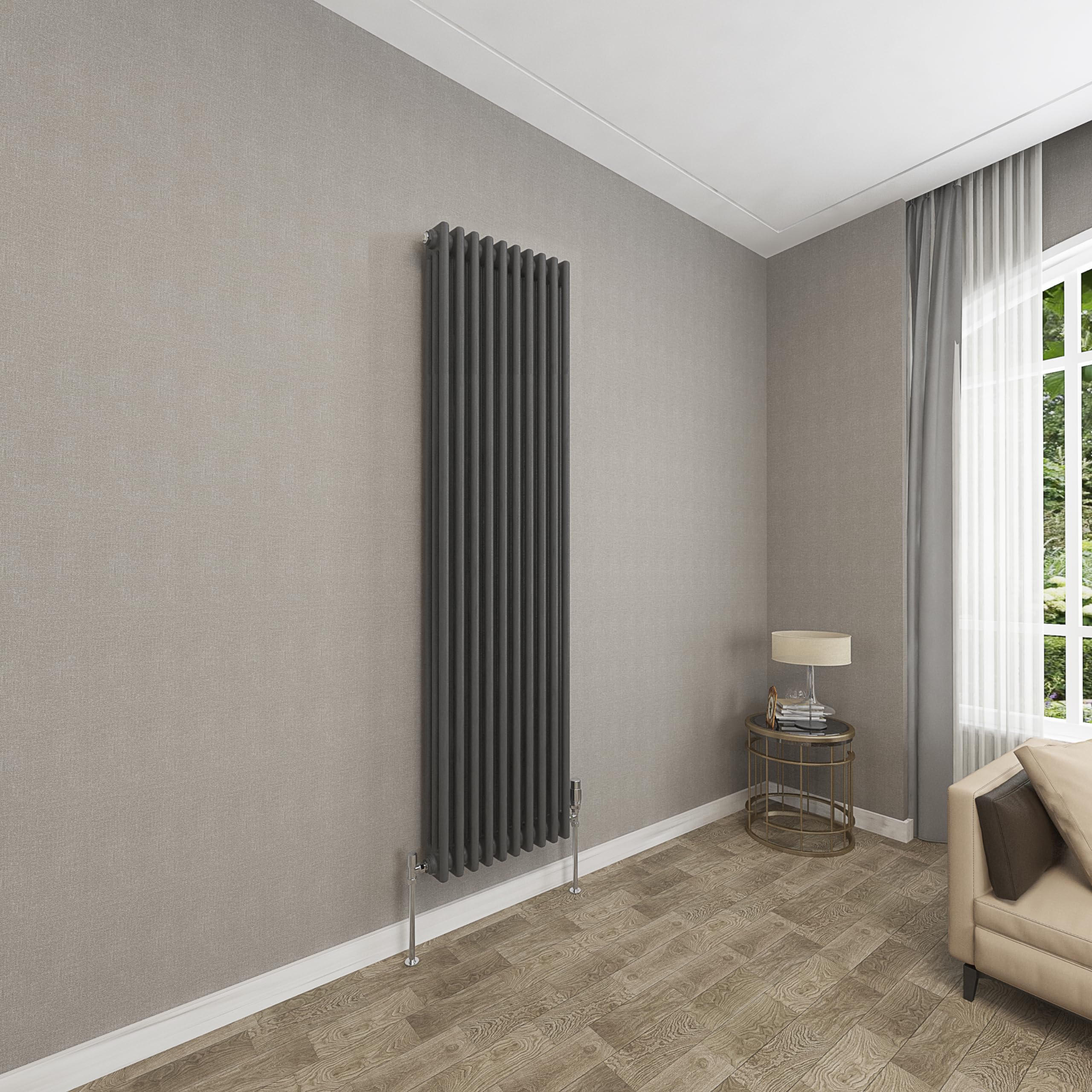 Sky Bathroom Anthracite 1800X470mm Vertical Cast Iron 3 Column Radiator Traditional Upright Central Heating Radiator