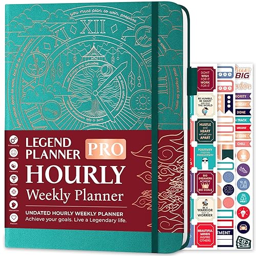 Legend Planner PRO Hourly Schedule - Weekly &amp; Daily Organizer with Time Slots. Appointment Book Journal for Work &amp; Personal, A4 (Viridian)