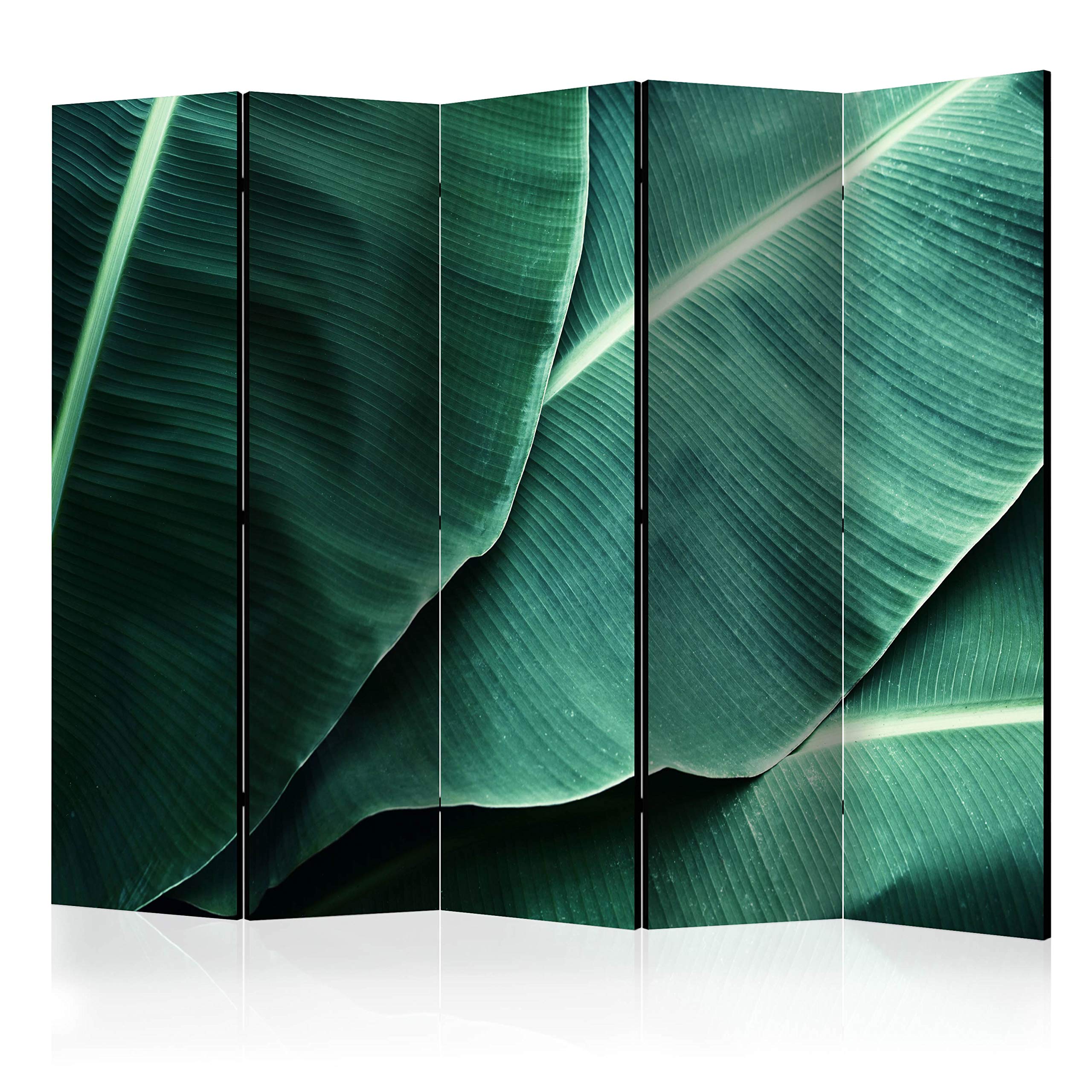 murando Decorative Room Divider Leaves green Nature 225x172 cm / 89"x68" Single-Sided Folding Screen Room Partition Non-Woven Canvas Print Opaque Display b-B-0390-z-c