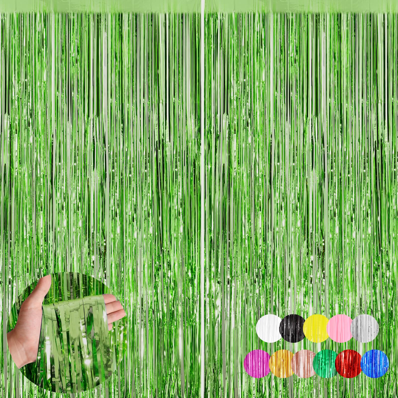 4 Pack Hawaiian Luau Party Fringe Curtains - 3.3ft X 6.6ft Tropical Foil Tinsel Backdrop For Summer & Beach Parties
