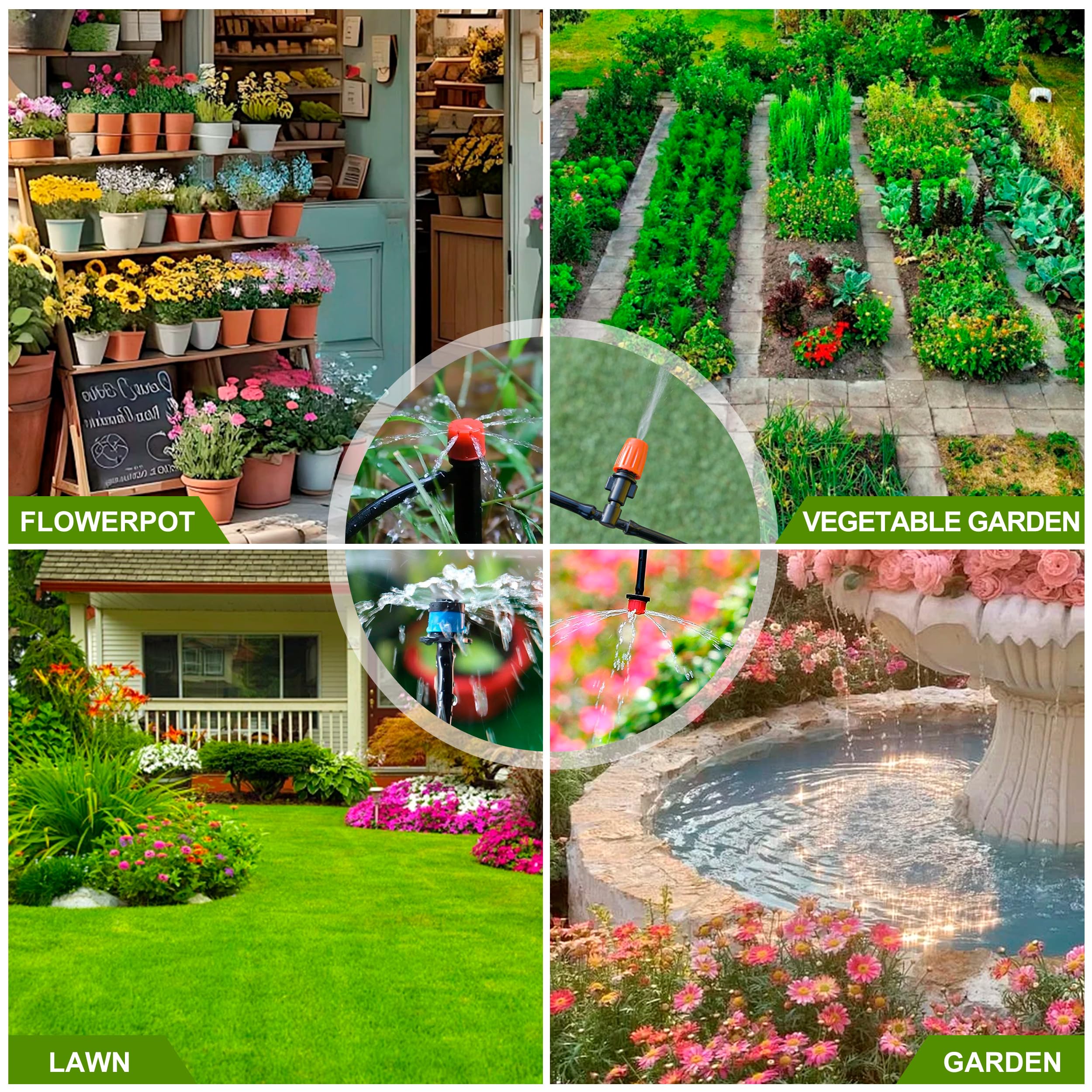 Système d'Irrigation Jardin Kit d'Irrigation Goutte 60M+15M Tuyaux d'Irrigation pour Jardin Pelouse Serre Plantes Paysage 312pcs