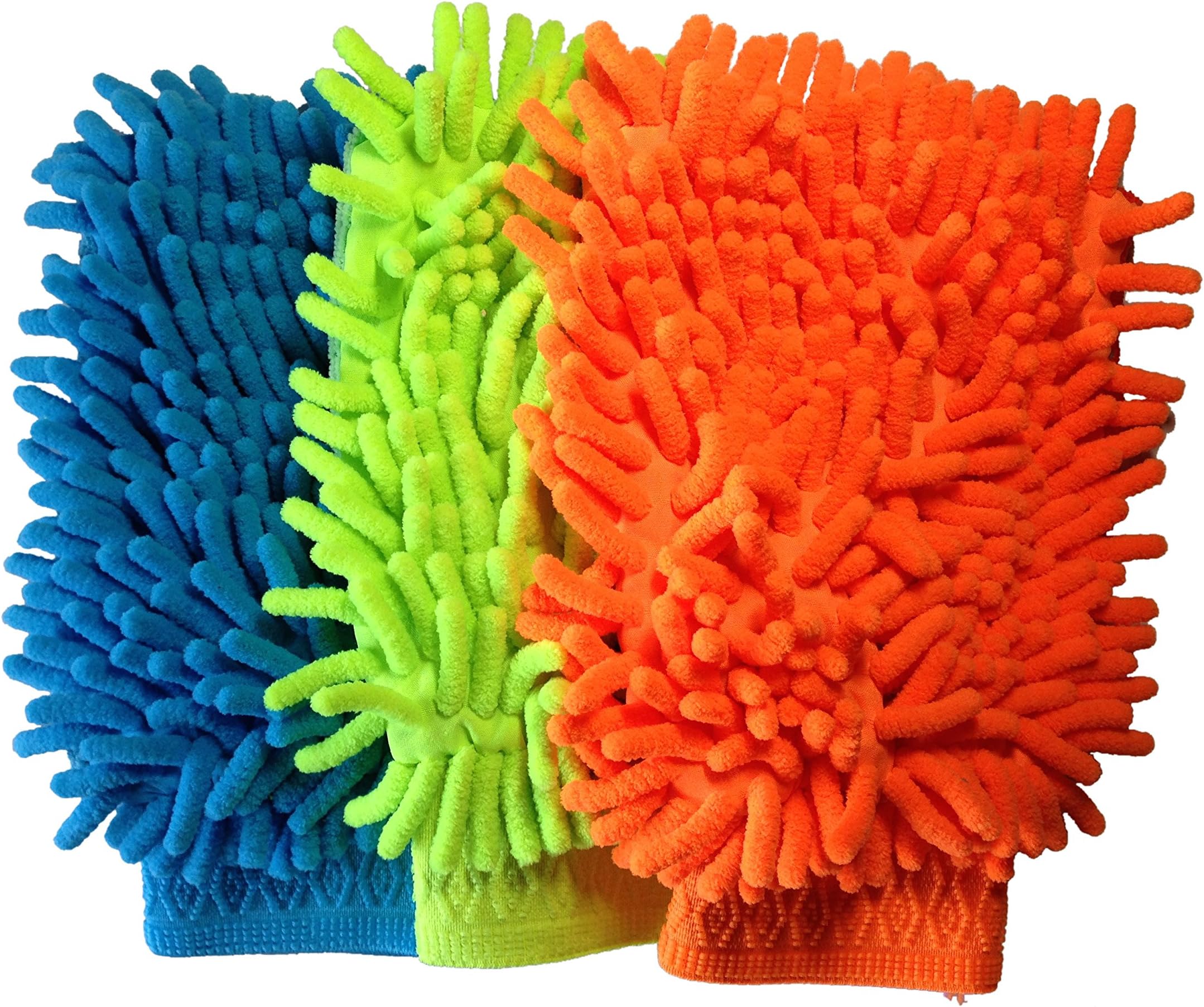 Kleanness [3 pack] Microfiber Wash Mitt - 3-pack - Dynamic Microfiber car Cleaning Cloth Dusts, Washes, and Cleans Your Home, kitchen, bathroom, and car. (Multi)