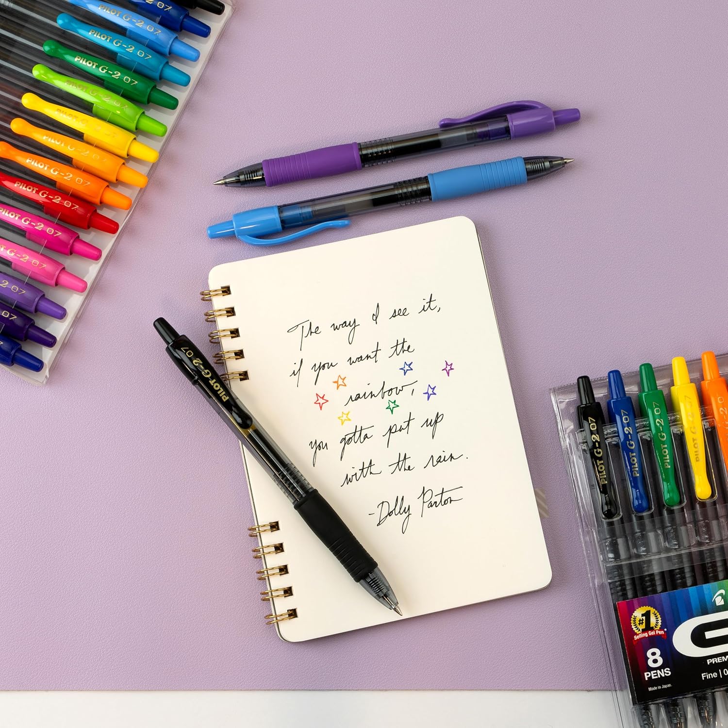 PILOT, G2 Premium Gel Roller Pens, G2 Rainbow Colors Pack, 15 Pack Pouch, Fine Point 0.7 mm, Assorted