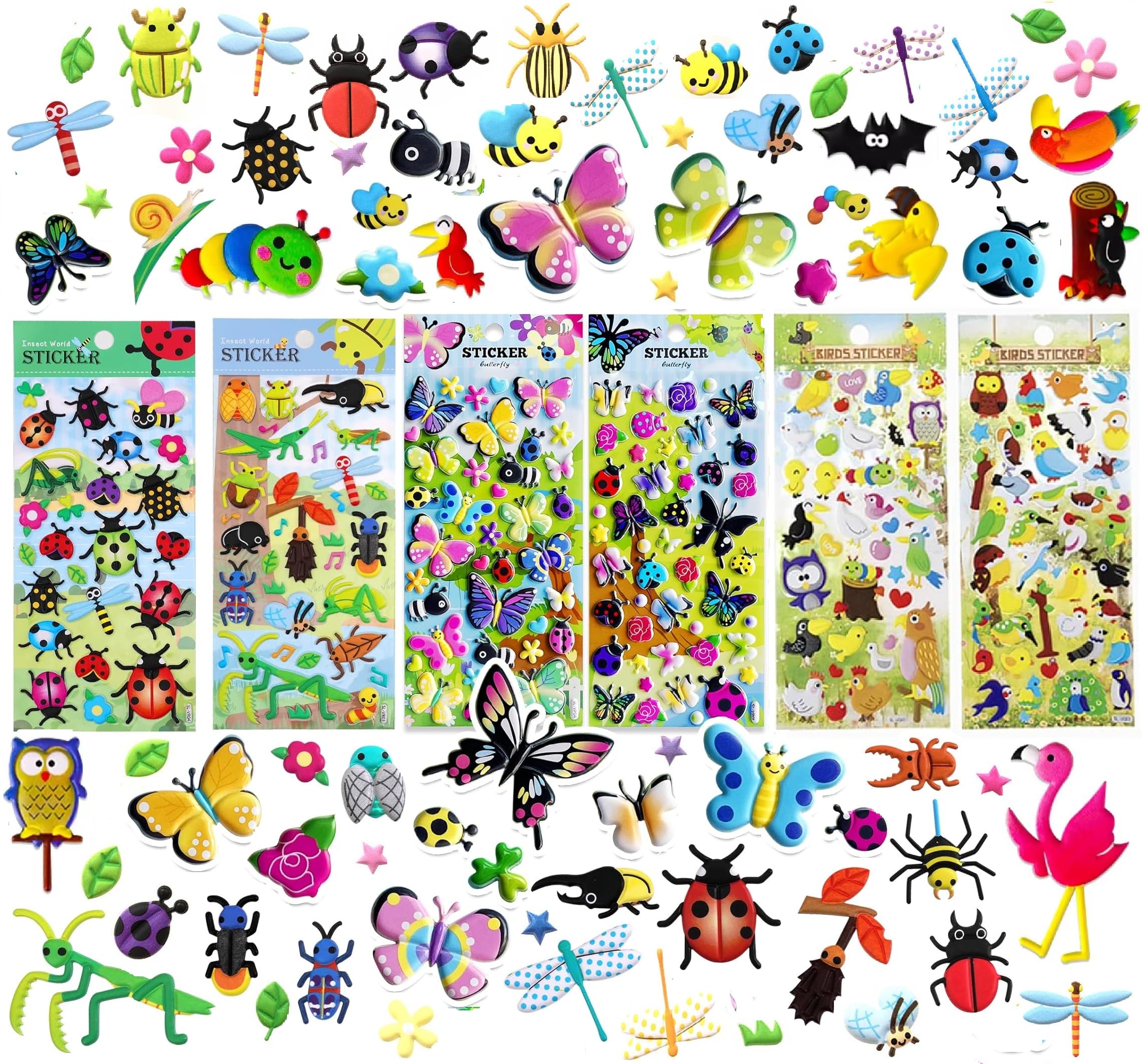 SUPER TOY 3D Puffy Butterfly Stickers for Kids Boys Girls 6 Strap of 240+ Insect, Birds and Butterfly Self Adhesive Stickers, 3D Stickers Scrap Book Decoration Office Stationery for Boys & Girls (B0DBZ6VFHC) Amazon Price History, Amazon Price Tracker