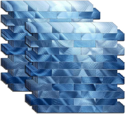 XUANINY Adhesivo autoadhesivo de aluminio 3D para pared de cocina y baño 1181 x 1181 pulgadas 10 azul claro