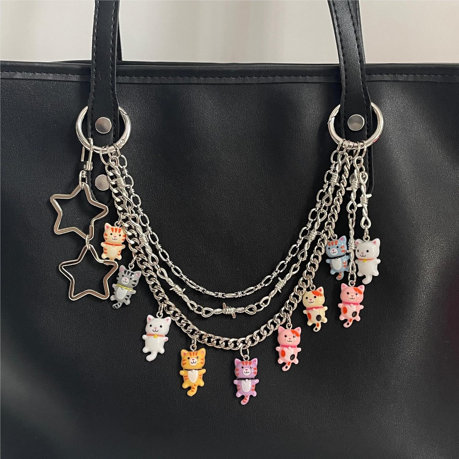 QTMY Cute Cat Star Keychain Bag Charms for Handbag Purse Backpack Accessories for Bogg Bag,670 - Image 7