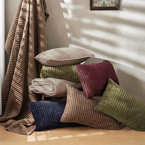 Miniatura 7 de SHALALA NEW YORK Juego de edredón de pana de 3 piezas, tamaño Queen, funda de cama a rayas, colcha acogedora con 2 fundas de almohada a juego, juego