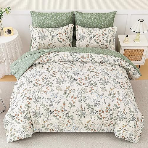 Miniatura 10 de WONGS BEDDING Juego de edredón Aqua tamaño King, 7 piezas Aqua Botanical Bed in a Bag Edredón completo de hojas doradas degradadas para todas las