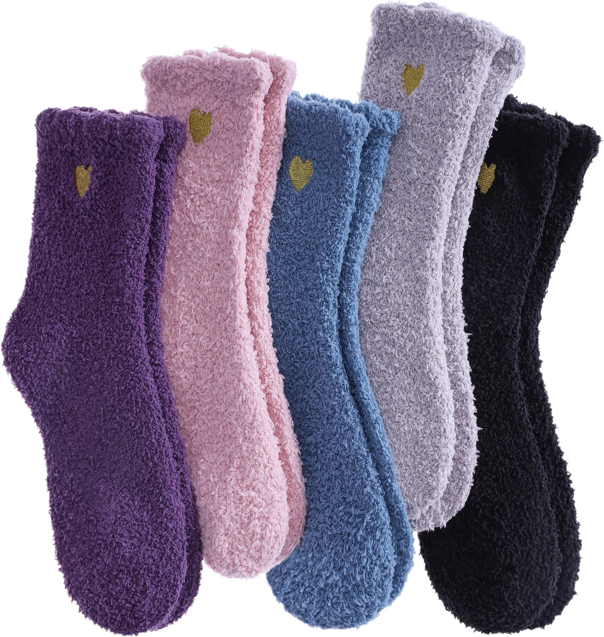 Dosoni Womens Fuzzy Slipper Socks Super Soft Fluffy Comfort Warm Microfiber Home Sleeping Winter Socks 5 Pack